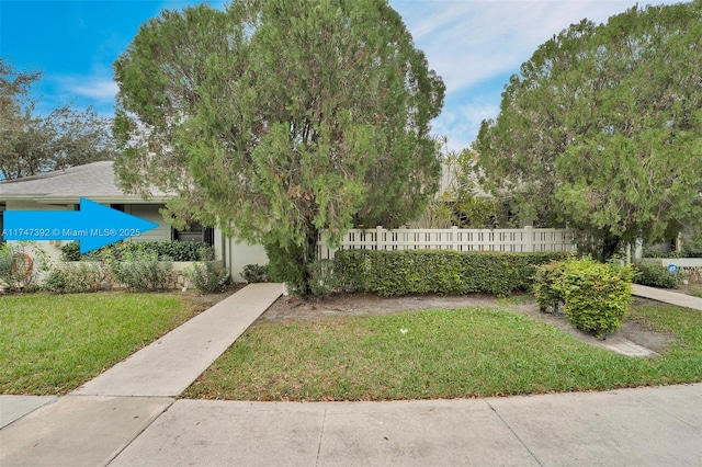 surrounding community featuring a yard and fence