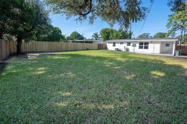 view of yard featuring a fenced backyard