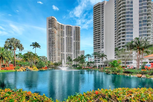 view of water feature featuring a city view