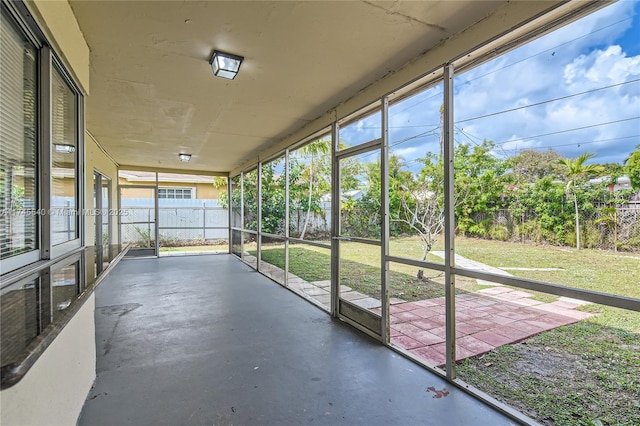 view of unfurnished sunroom