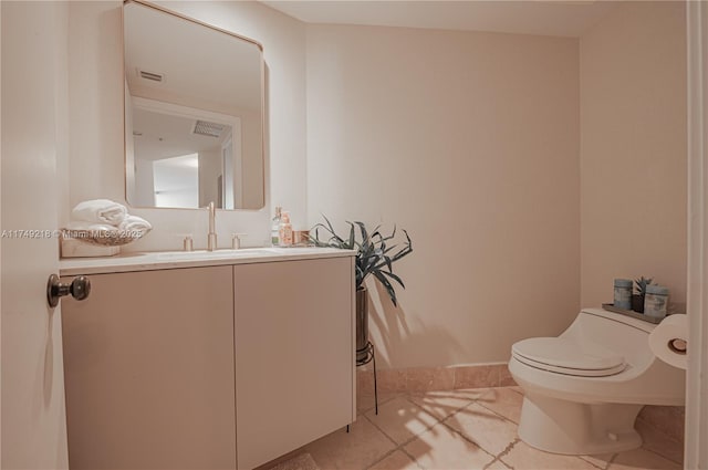 18201 Collins Ave Unit 1201, Sunny Isles Beach, FL 33160 - half bathroom with vanity, toilet, tile patterned flooring, and baseboards