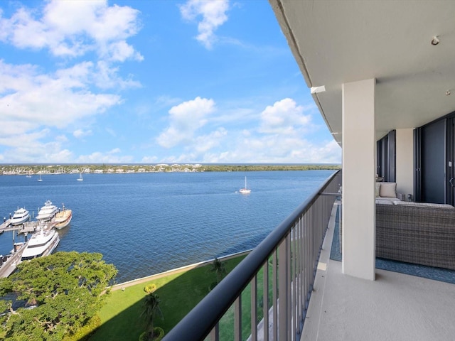 balcony with a water view