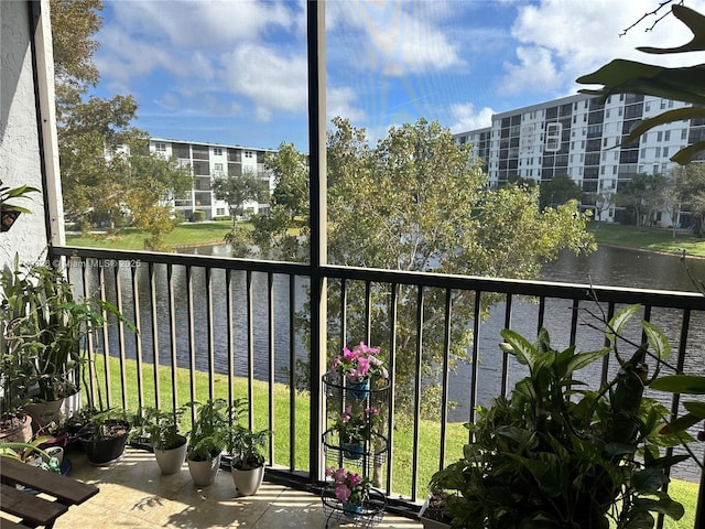 balcony with a water view