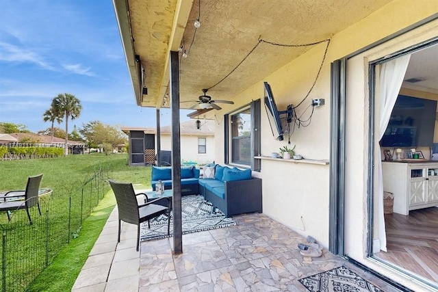 10927 NW 29th Ct, Sunrise, FL 33322 - view of patio featuring ceiling fan and an outdoor living space