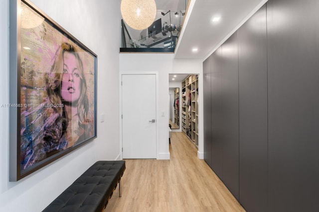 144 N Prospect Dr, Coral Gables, FL 33133 - corridor with light wood finished floors and recessed lighting