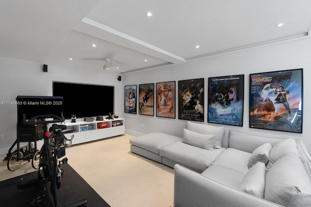 144 N Prospect Dr, Coral Gables, FL 33133 - living room featuring recessed lighting and a ceiling fan