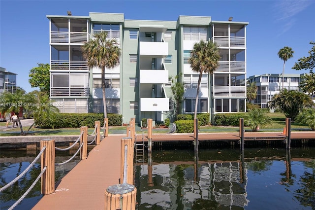 dock area featuring a water view