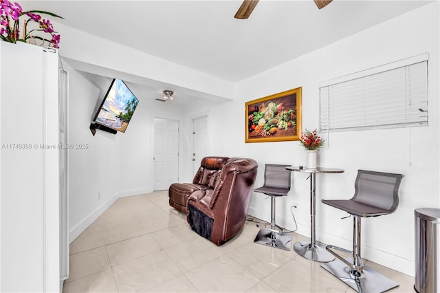 1820 N 27th Ave, Hollywood, FL 33020 - sitting room with baseboards, light tile patterned floors, and a ceiling fan