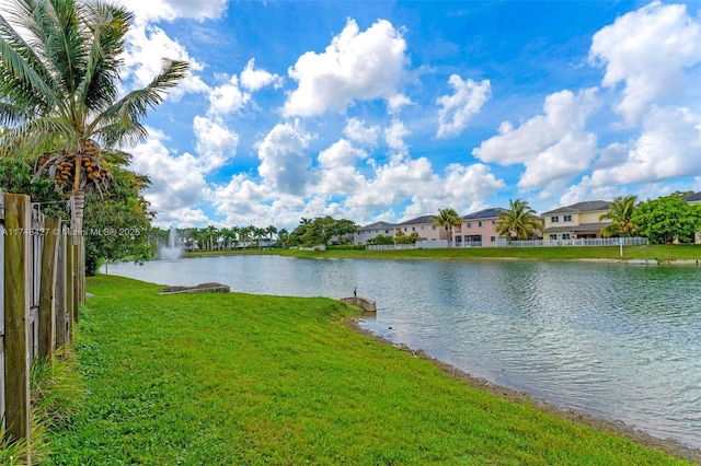 property view of water with fence