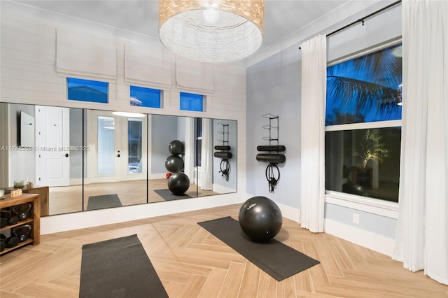 exercise area with french doors