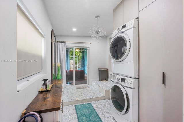 431 NE 110th Ter, Miami, FL 33161 - laundry room with stacked washer / dryer and recessed lighting