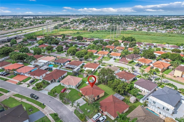 bird's eye view with a residential view