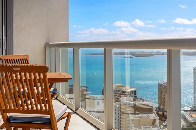 balcony with a water view