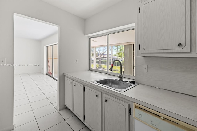 17084 SW 112th Ct Unit V3142, Miami, FL 33157 - kitchen with dishwasher, a sink, light tile patterned floors, and light countertops
