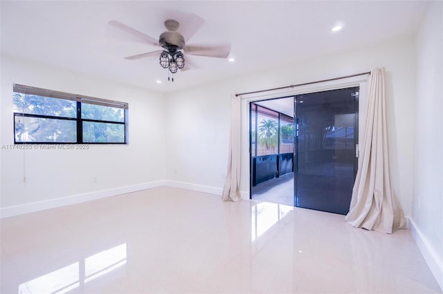 28451 SW 164th Ave, Homestead, FL 33033 - unfurnished room with plenty of natural light, baseboards, recessed lighting, and ceiling fan