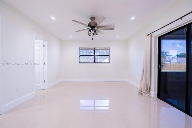 28451 SW 164th Ave, Homestead, FL 33033 - unfurnished room featuring a ceiling fan, recessed lighting, baseboards, and light tile patterned flooring
