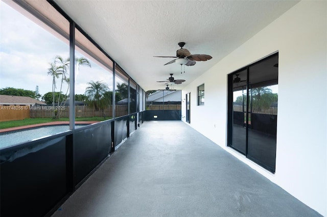 28451 SW 164th Ave, Homestead, FL 33033 - unfurnished sunroom featuring a ceiling fan and healthy amount of natural light