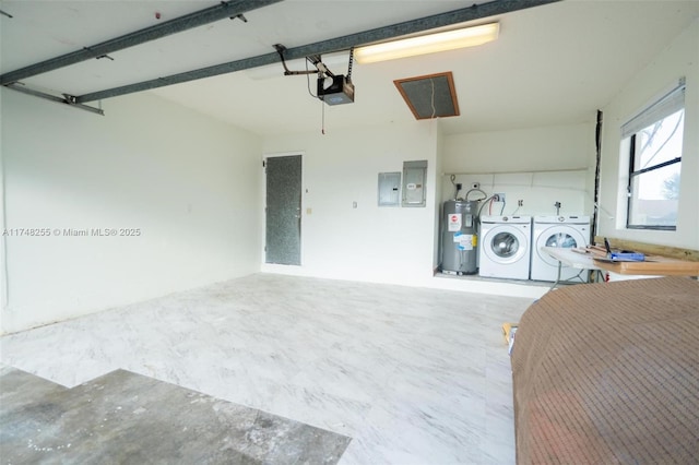 28451 SW 164th Ave, Homestead, FL 33033 - garage featuring washer and dryer, electric water heater, a garage door opener, and electric panel
