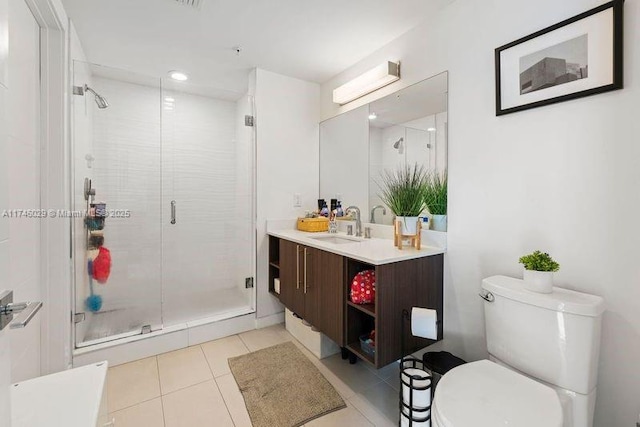 7875 NW 107th Unit 705, Doral, FL 33178 - full bathroom with toilet, a stall shower, vanity, and tile patterned floors