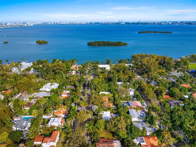 bird's eye view with a water view and a residential view