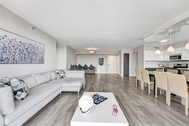 living room with light wood-style floors