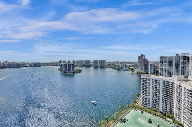 property view of water featuring a view of city