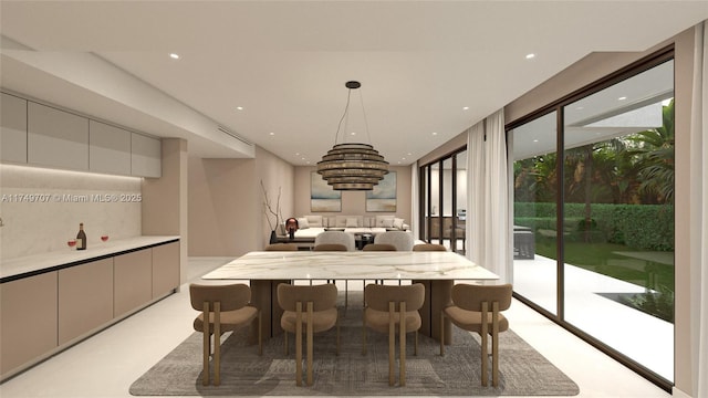 dining area featuring recessed lighting