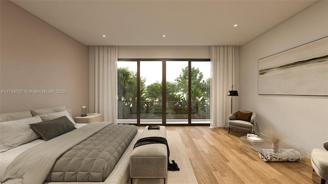 bedroom with light wood-style flooring