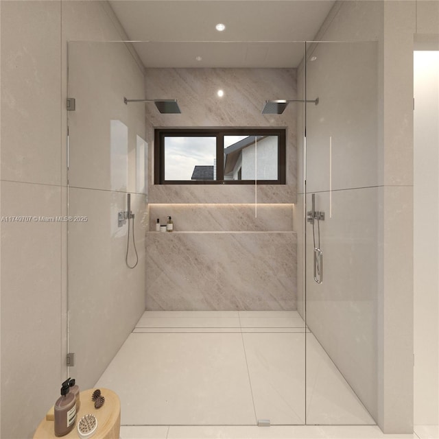 bathroom with tiled shower