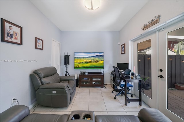 16344 SW 44th Way, Miami, FL 33185 - living area with light tile patterned floors and french doors