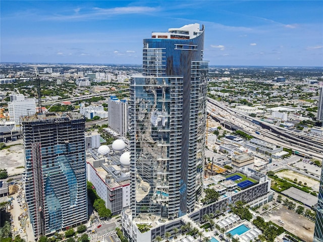 drone / aerial view with a view of city