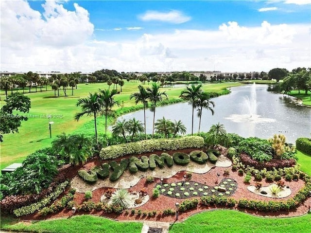 view of community featuring a water view and golf course view