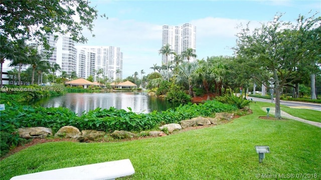 3530 Mystic Pointe Dr Unit 2303, Aventura, FL 33180 - view of property's community with a lawn and a water view