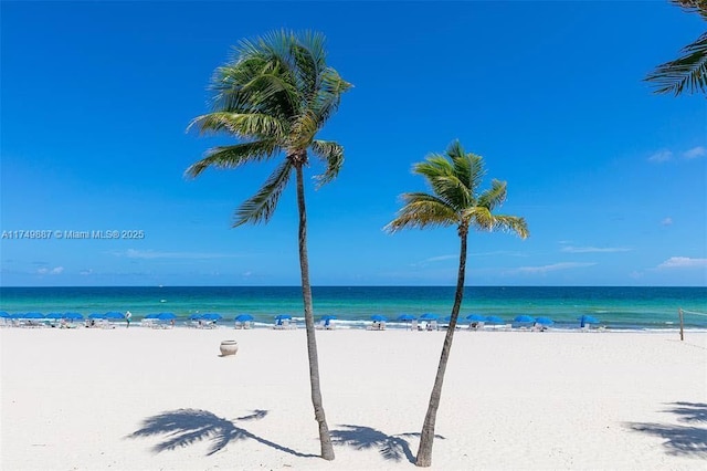 view of water feature featuring a view of the beach