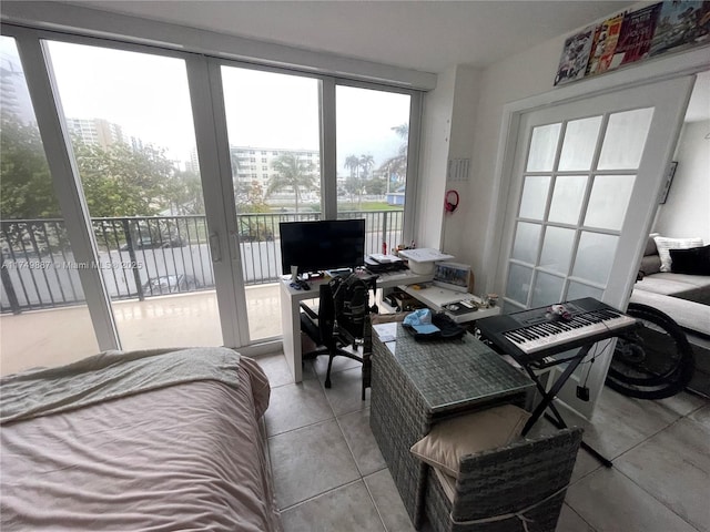 bedroom with tile patterned flooring