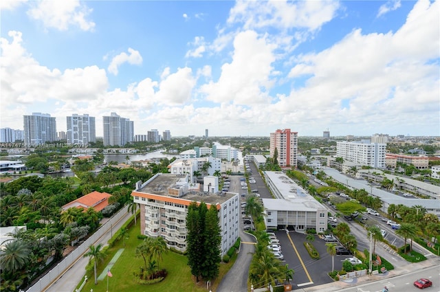 aerial view featuring a city view