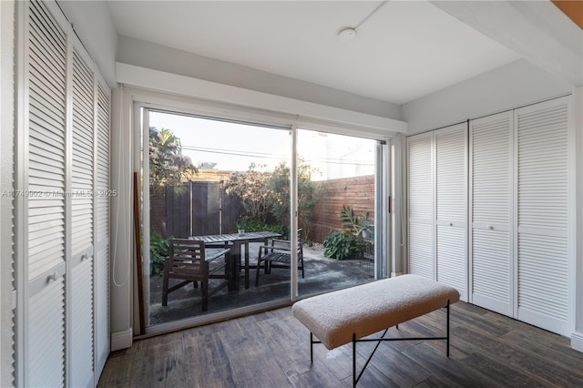 doorway to outside featuring plenty of natural light and wood finished floors