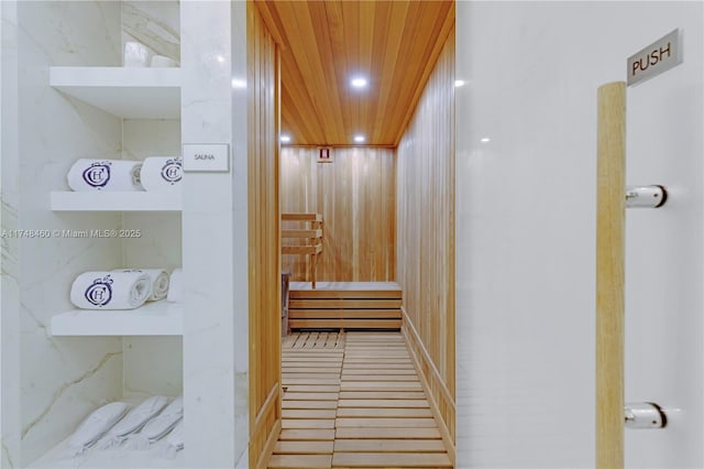 view of sauna / steam room with recessed lighting