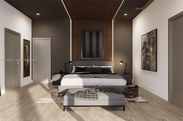 702 NW 5th Ave, Delray Beach, FL 33444 - bedroom featuring wood finished floors, baseboards, recessed lighting, and wooden ceiling