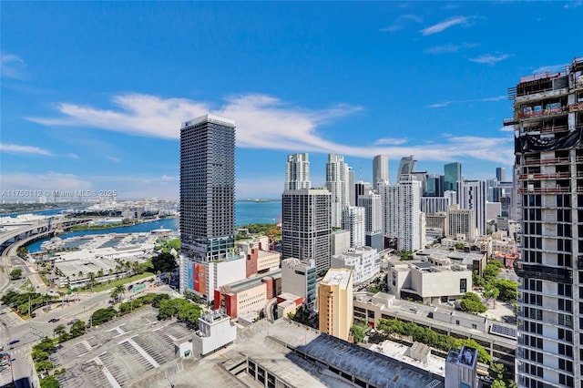 view of city with a water view