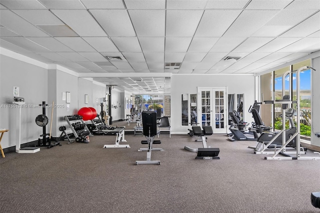 300 Bayview Dr Unit 807, Sunny Isles Beach, FL 33160 - exercise room with plenty of natural light, french doors, and baseboards