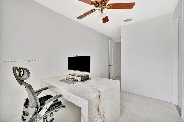 14955 SW 33rd St, Davie, FL 33331 - office space featuring ceiling fan and light marble finish floors