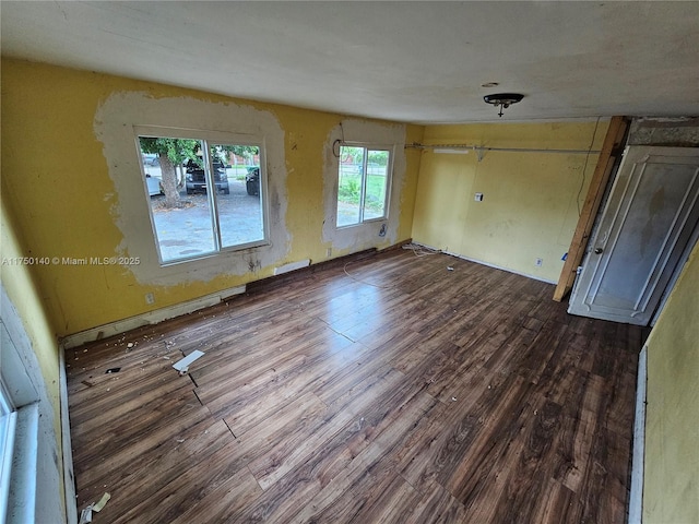 interior space with dark wood-style flooring