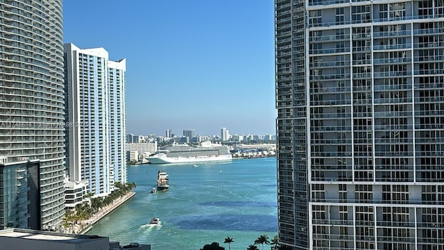 property view of water with a view of city