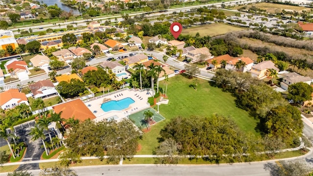 bird's eye view with a residential view