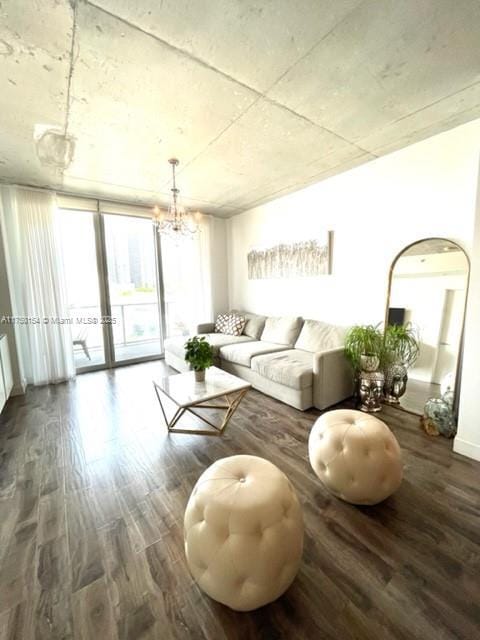 living area with dark wood finished floors