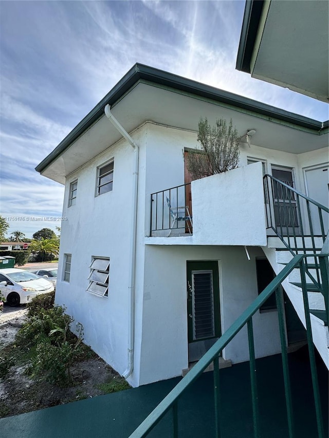 view of home's exterior featuring stucco siding