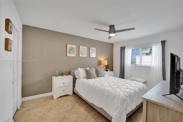 5300 Washington St Unit I203, Hollywood, FL 33021 - bedroom with baseboards, light tile patterned floors, and ceiling fan