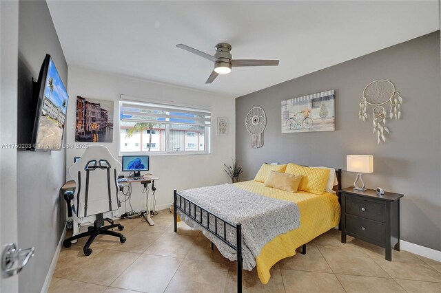 5300 Washington St Unit I203, Hollywood, FL 33021 - tiled bedroom with ceiling fan and baseboards