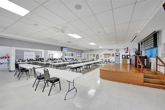 5300 Washington St Unit I203, Hollywood, FL 33021 - misc room featuring tile patterned floors, ceiling fan, a paneled ceiling, and visible vents